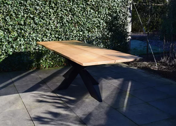 Buitentafel Bob zonder stoelen. Enkel de boomstamtafel voor buiten.